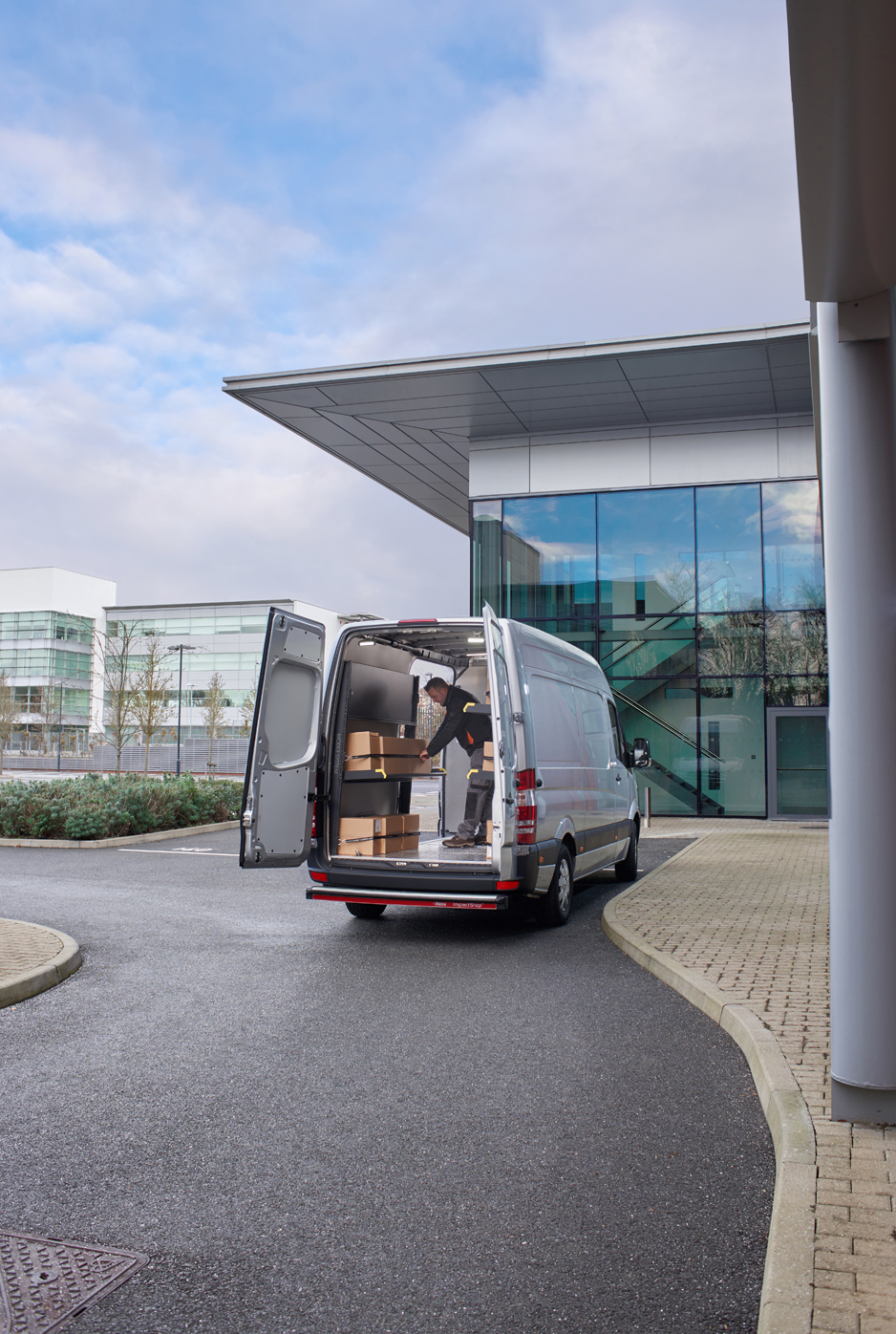 Ford Transit fitted out with modul-express van shelving for delivery